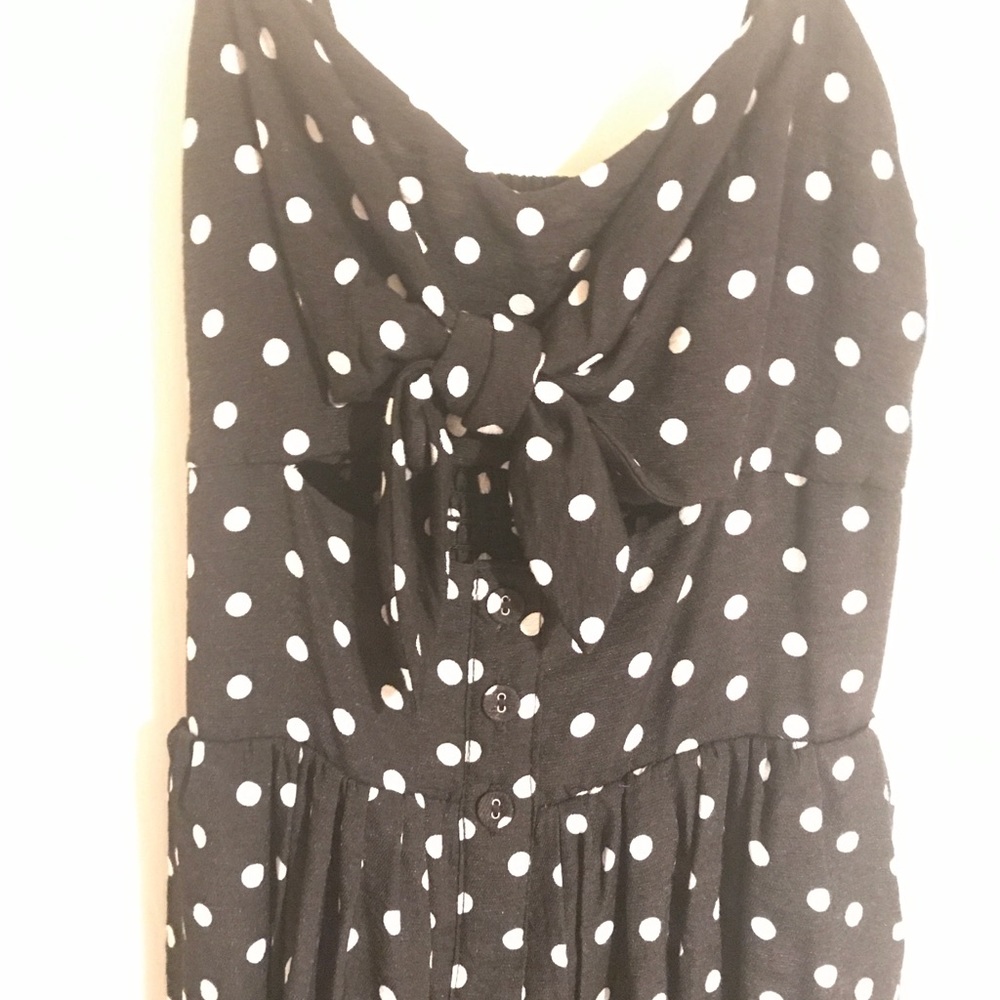 Black polka dot midi dress